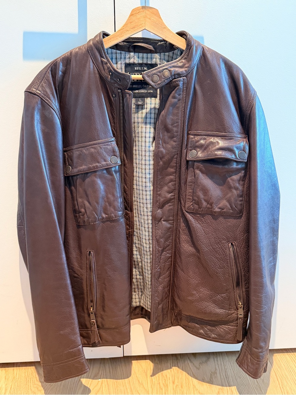 Lucky Brand Black Label Brown Leather Jacket Men’s L